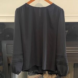 Ann Taylor Black Top with Lace Trim sleeves, woman’s M